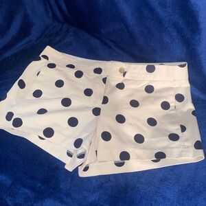 J. Crew Off White High-Rise Shorts with Black Polka Dots